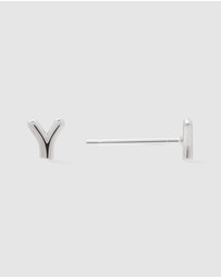Wanderlust + Co - Alphabet Bubble Silver Stud Earrings - Letter Y
