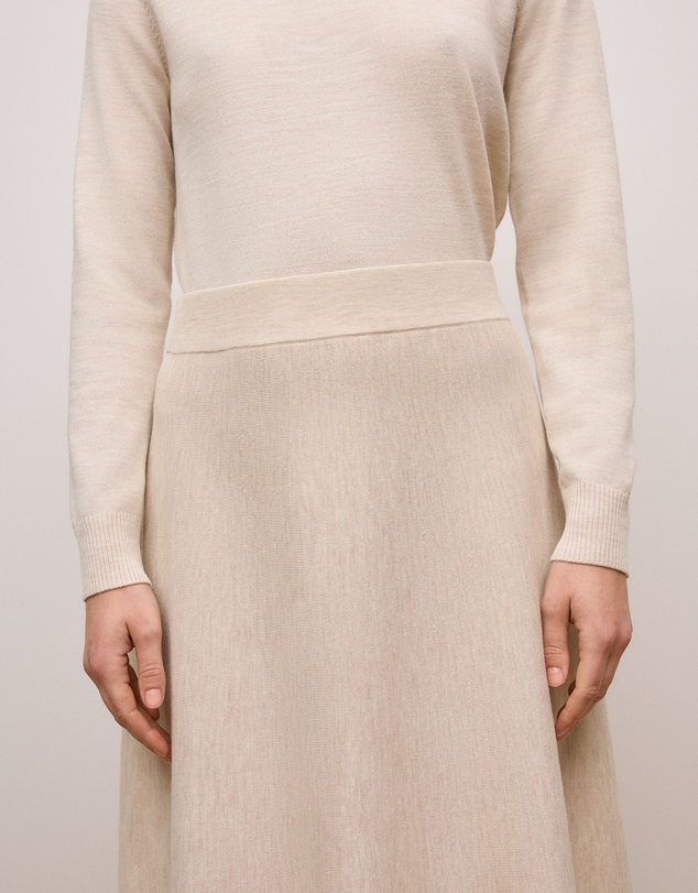 Trenery - Merino Milano Knit Skirt in Oat Marle