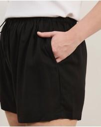 Atmos&Here Curvy - Tenley Drawstring Linen Blend Shorts
