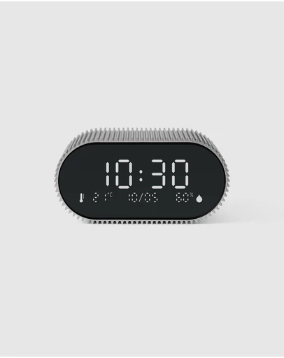 Lexon - Lexon Ray Clock Lcd Alarm Clock With Temperature / Humidity Display - Alu Polish