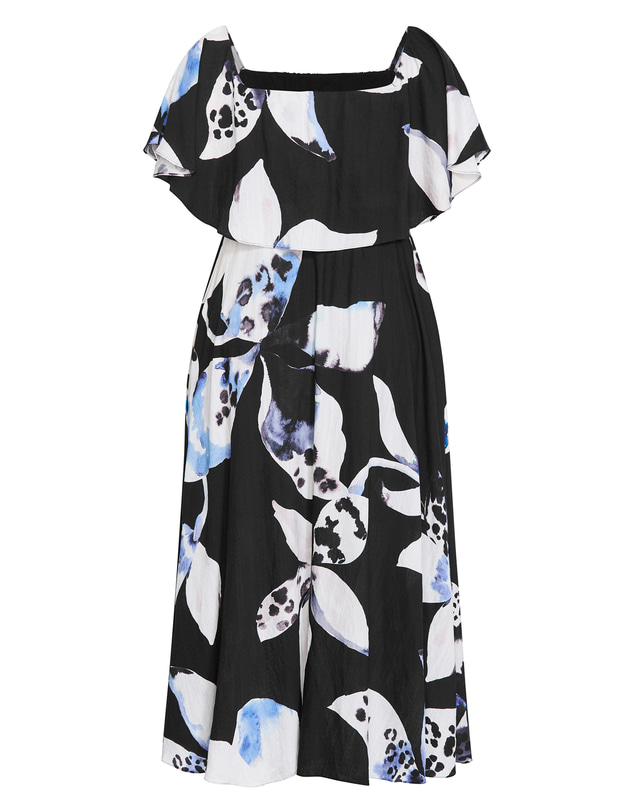 City Chic - Plus size Jacinta Bloom Print Maxi Dress - black