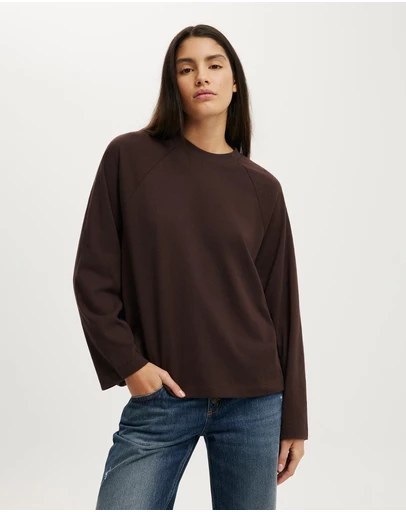 Cotton On - Boxy Raglan Long Sleeve Tee