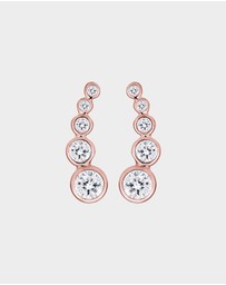 Elli Jewelry - Earrings Ear Cuff Circle Geo Crystals 925 Silver Rose Gold Plated