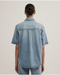 Witchery - Short Sleeve Denim Snap Shirt