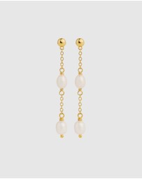 Najo - Tidal Whisper Yellow Gold Double Pearl Earring