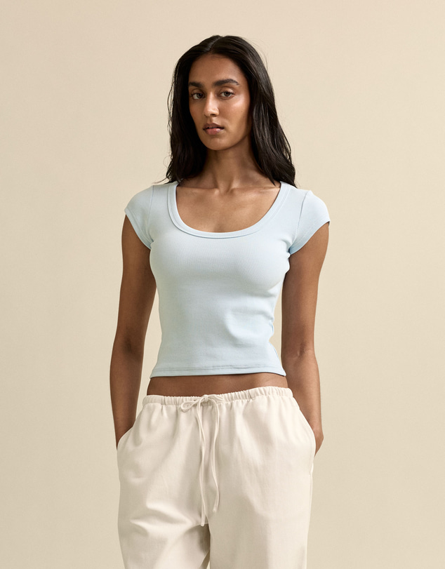 MVN - Ribbed Scoop Neck Top