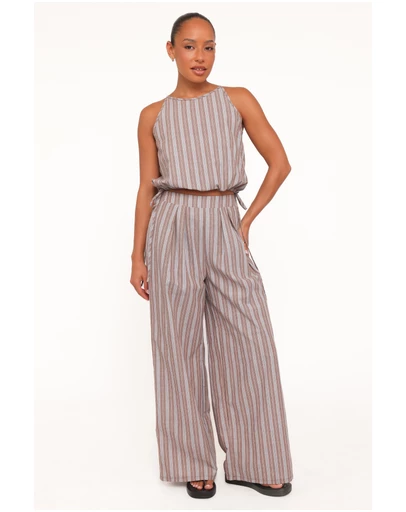 Petal & Pup - Avire Pant Set - Beige Blue Stripe