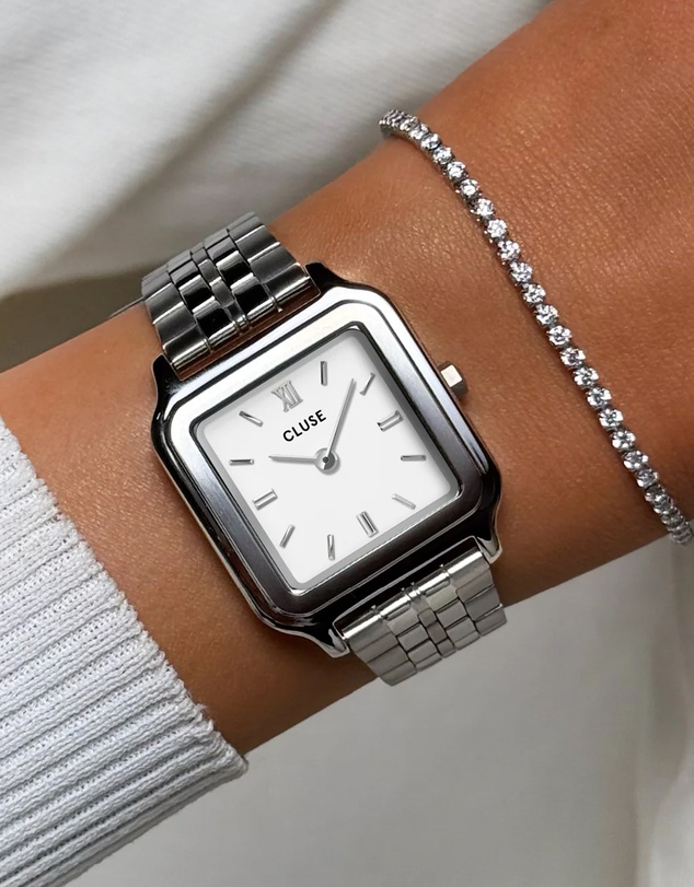 Cluse - Gracieuse Silver Link & Élevé Silver Tennis Bracelet Gift Set