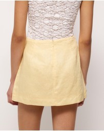 AERE - Jenelle Linen Button Mini Skirt