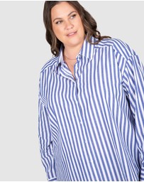 Love Your Wardrobe - Carrie Stripe Drop Shoulder Cotton Shirt
