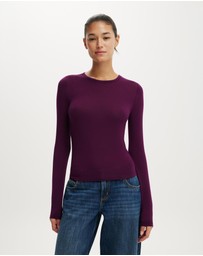 Cotton On - Sheer Layer Crew Long Sleeve Top