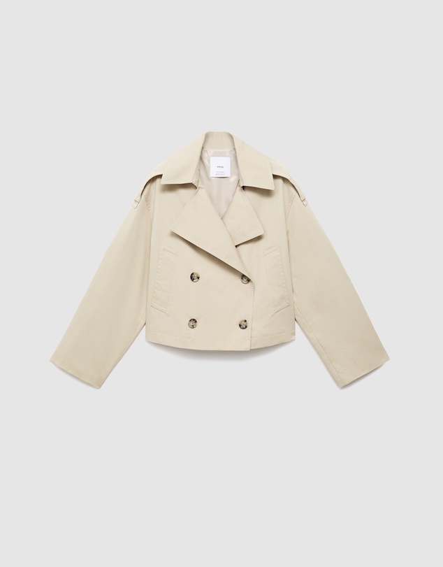 M.N.G - Double-Breasted Cropped Trench Coat