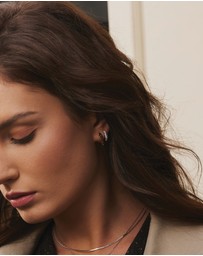 Ania Haie - Ania Haie Silver Sparkling Shield Huggie Hoop Earrings