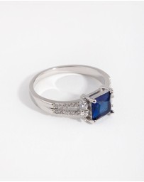 Lovisa - Silver Cubic Zirconia Square Station Double Band Ring