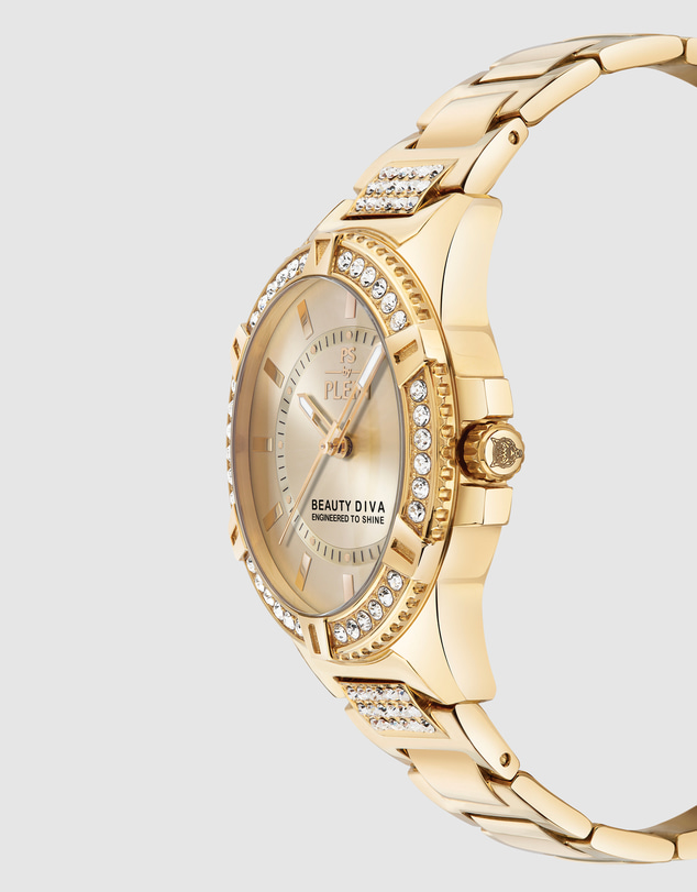 Plein Sport - Plein Sport Beauty Diva 40mm Champagne Dial Gold-Tone Stainless Steel Bracelet Watch