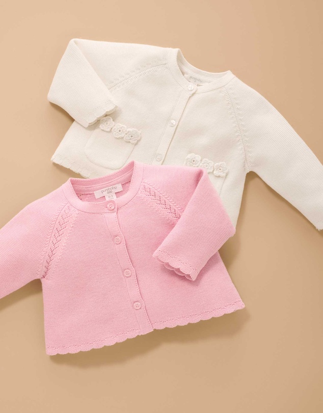 Purebaby - Crochet Flower Cardigan-Kids-Babies