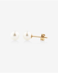 Michael Hill - Stud Earrings with 6mm Round Cultured Freshwater Pearl in 10kt Yellow Gold