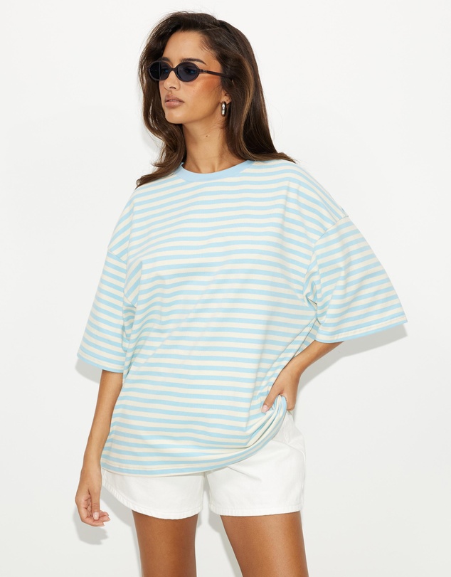 Dazie - Nostalgia Stripe Oversized Boyfriend Tee