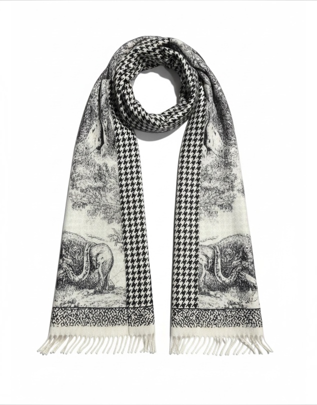 Mossée - Vienna Houndstooth Wool Shawl