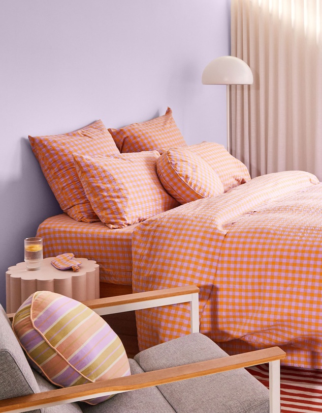 Mosey Me - Kumquat Bloom Seersucker Quilt Cover