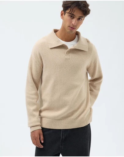 AERE - Wool Blend Oversized Collar Polo