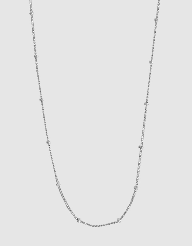 Wanderlust + Co - Beaded Chain Silver Necklace