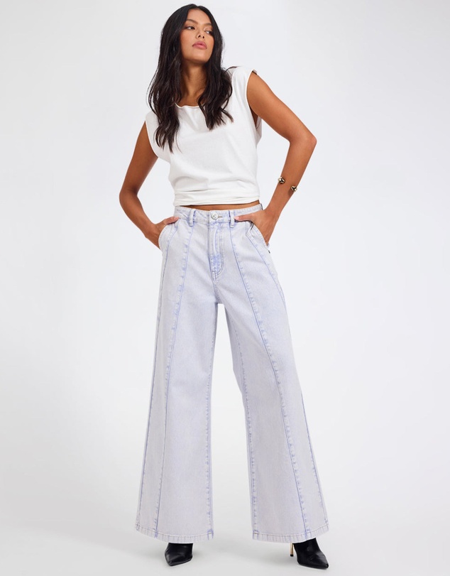 ONE TEASPOON - Hayden High Waist Wide Leg Trouser Denim Jeans - Lavender Blue