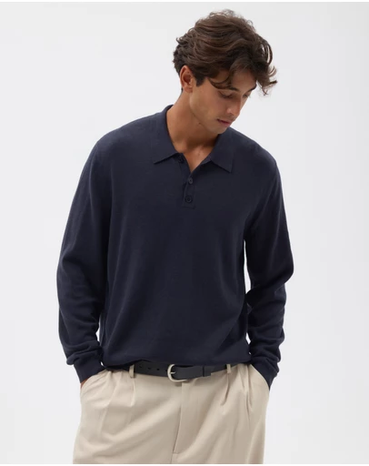 AERE - Premium Linen Blend Relaxed Knit Polo