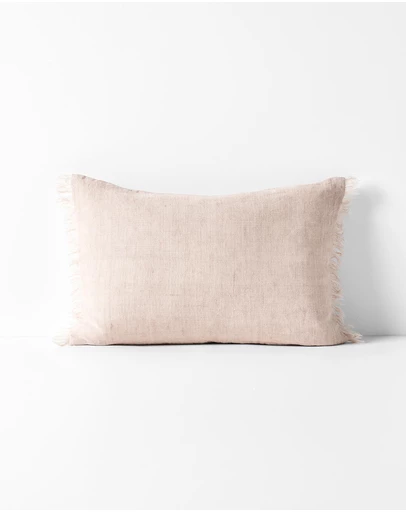 Aura Home - Vintage Linen Fringe Rectangle Cushion