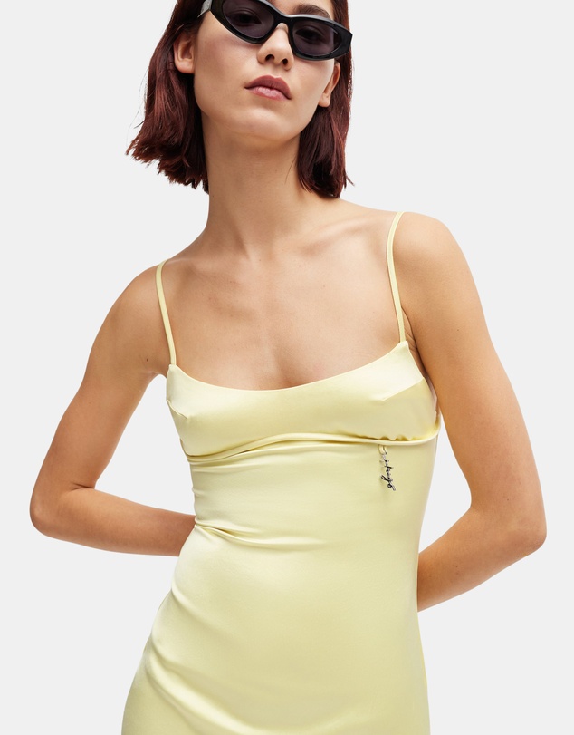 HUGO - Slim-fit Dress In Satin With Logo Trim