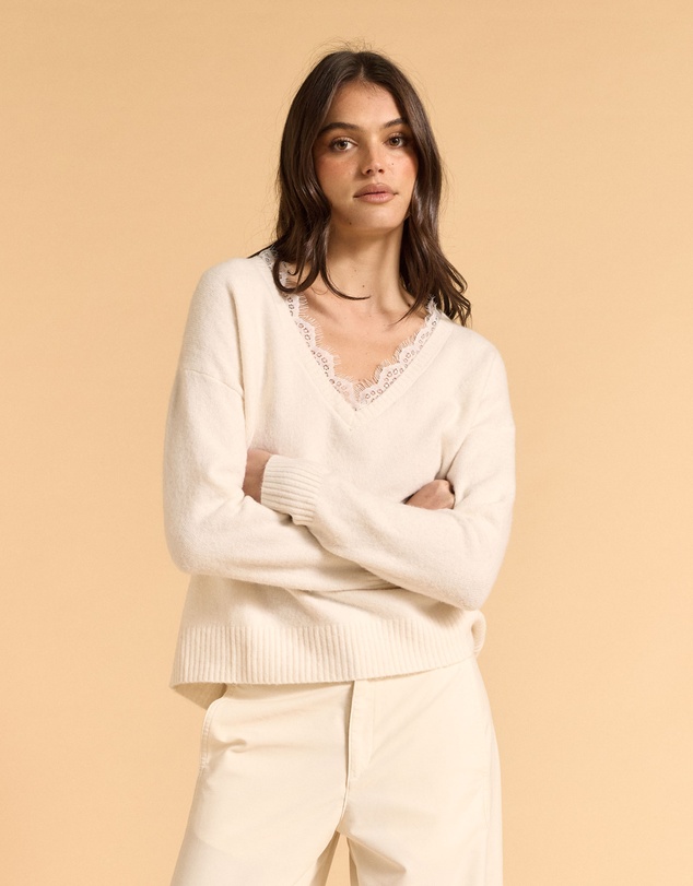 MVN - Knit Jumper With Lace Trim