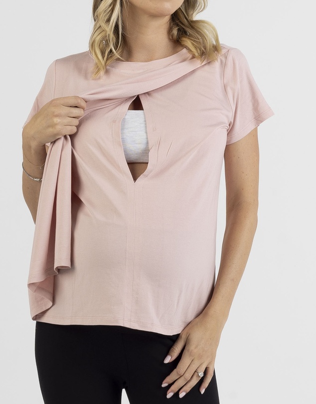 Angel Maternity - Monique Maternity Nursing Petal Top - Blush Pink