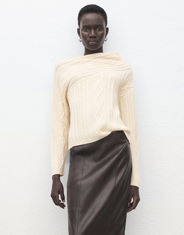 M.N.G - Asymmetrical Cable Knit Sweater
