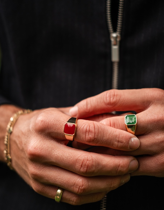 Kuzzoi - ICONIC EXCLUSIVE - Enamel Signet Ring in Gold-Plated 925 Sterling Silver