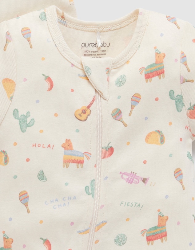 Purebaby - 2 Pack Short Sleeve Printed Growsuit -Babies