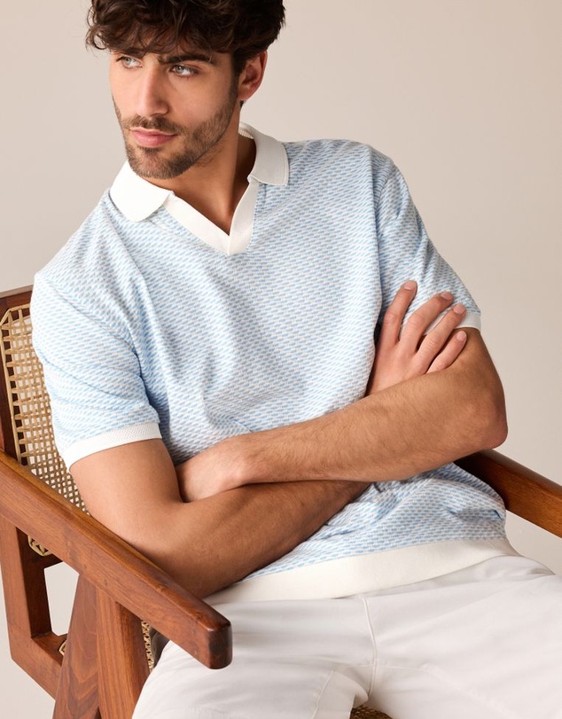 NEXT - Cuban Collar Textured Short Sleeve Polo Shirt