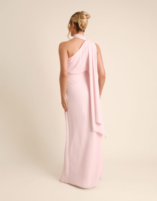 Six Stories - One Shoulder Neck Tie Chiffon Bridesmaid Dress