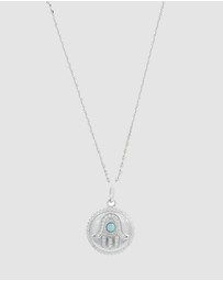Georgini - Georgini Opal Glow Blue Created Opal Hamsa Silver Medallion