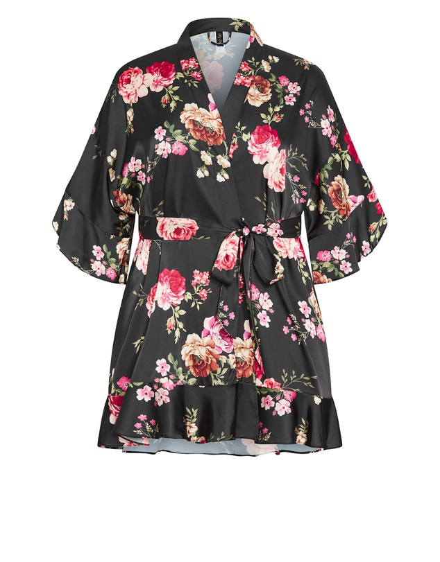 City Chic - Plus size Arcadia Short Kimono - black