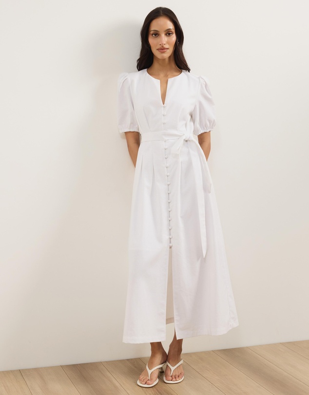 Atmos&Here - Audrey Fitted Button Front Midi Dress