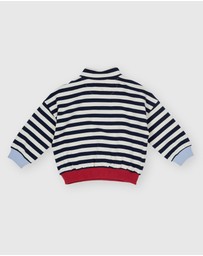 Goldie + Ace - Stripe Logo Quarter Zip Sweater - ICONIC EXCLUSIVE - Babies-Kids