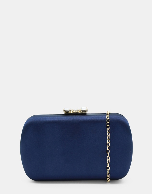 Morgan & Taylor - Posey Satin Clutch in Navy Blue