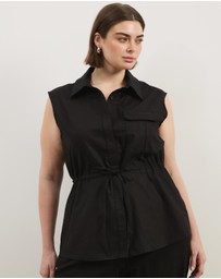 Atmos&Here Curvy - Charlotte Sleeveless Longline Linen Top