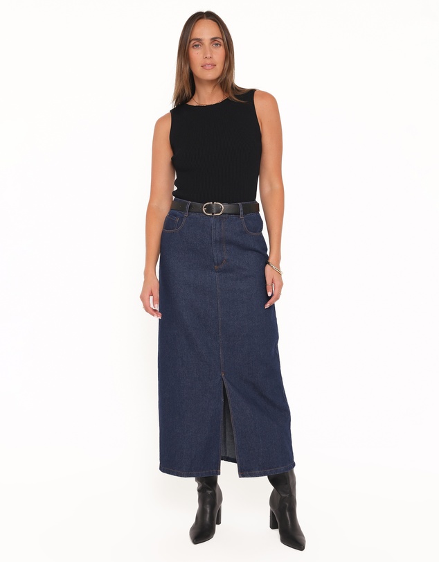 Petal & Pup - Dana Denim Midi Skirt - Midnight