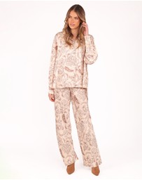 Petal & Pup - Rosalie Satin Pant - Brown Paisley