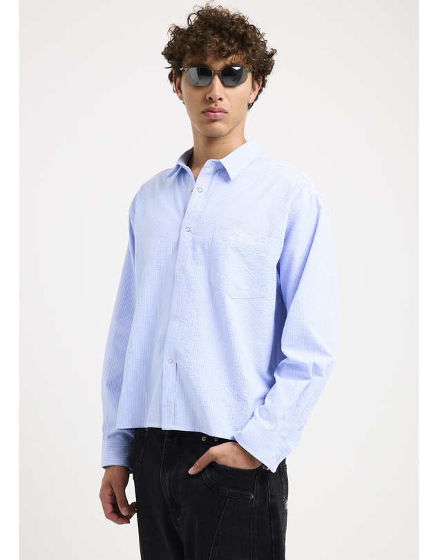 Black Noise White Rain - Crinkle Long Sleeve Shirt