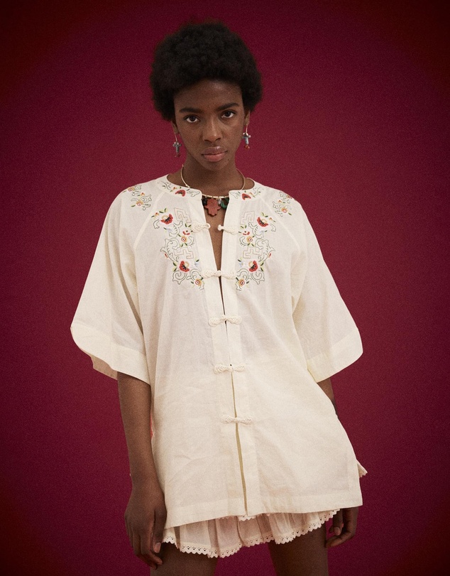 KINGA CSILLA - Reka Embroidered Berry Shirt