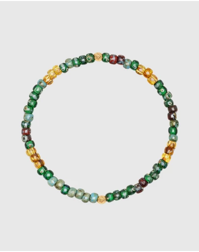 Nialaya Jewellery - Wristband With Green Japanese Miyuki Beads
