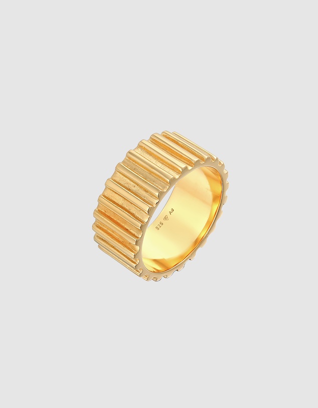Elli Jewelry - Grooves Band Ring in Gold-Plated 925 Silver