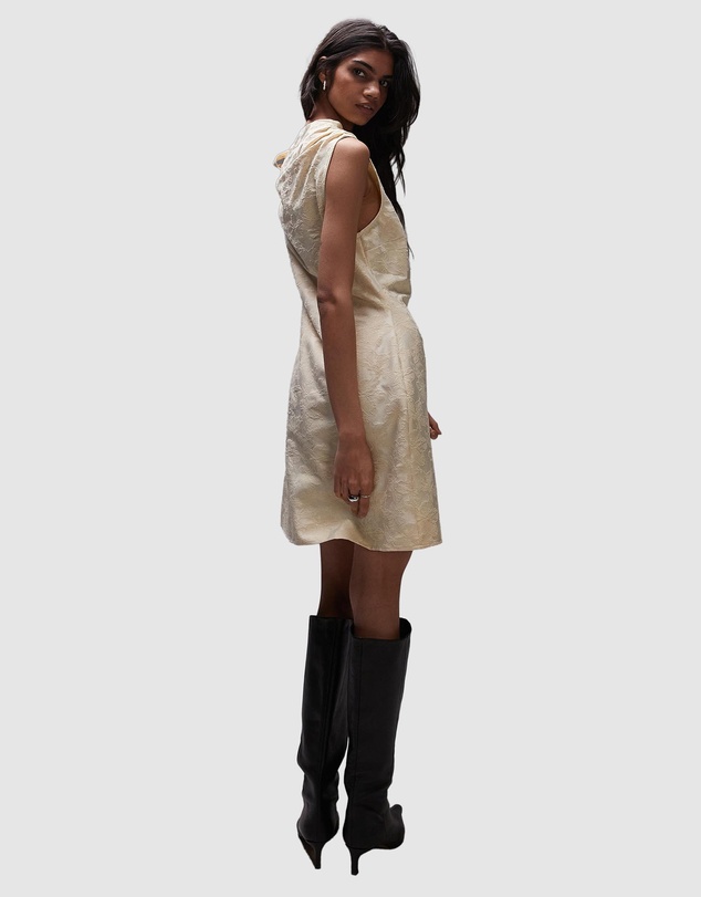 TOPSHOP - Tie Shoulder Jacquard Mini Dress